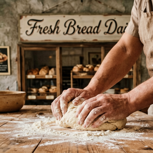 ERNIE Image Turbo, combined bakery-text + kneading-hands prompt