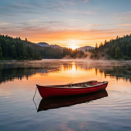 ERNIE Image Turbo, rowboat at sunrise prompt