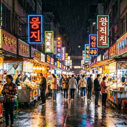 ERNIE Image Turbo, Seoul cyberpunk night market prompt