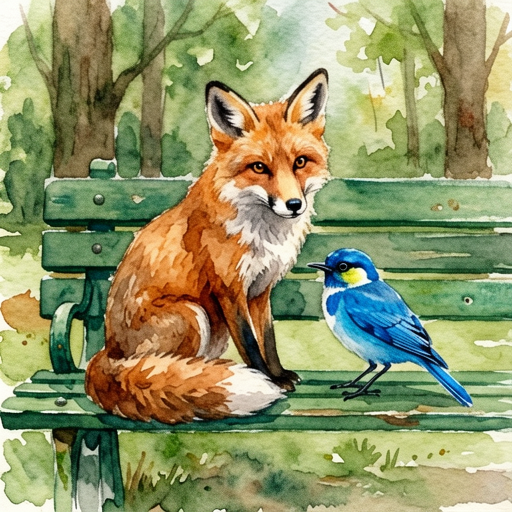 ERNIE Image Turbo, watercolor fox-and-bird prompt
