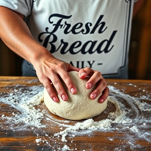 FLUX.1 schnell (q4), combined bakery-text + kneading-hands prompt