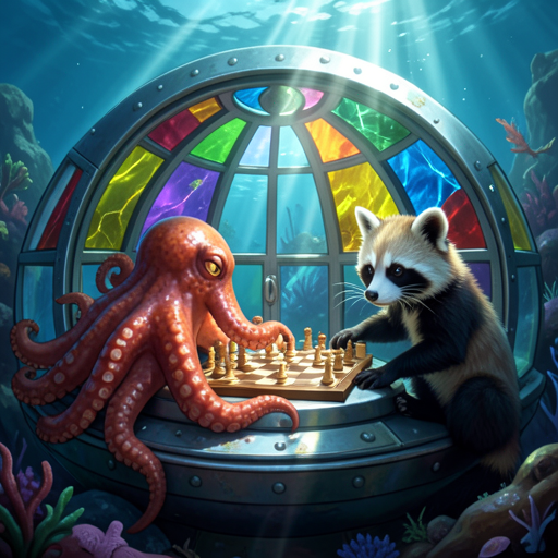 FLUX.2 klein-4B, octopus vs. raccoon chess prompt