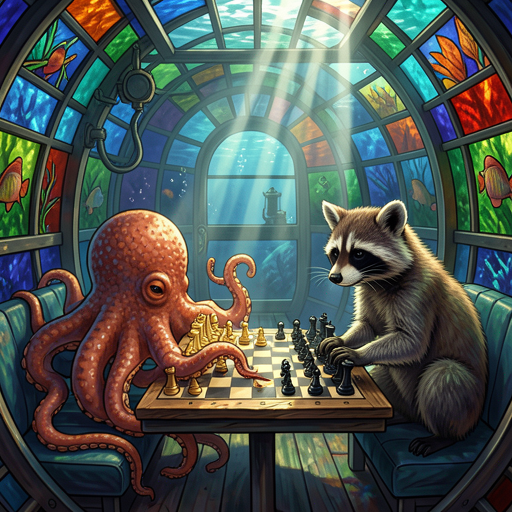 FLUX.2 klein-9B, octopus vs. raccoon chess prompt