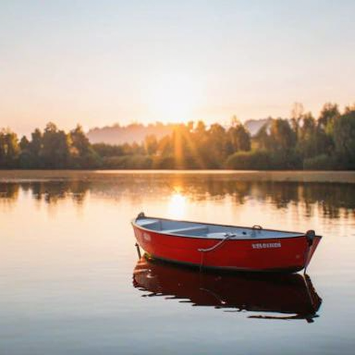 Lens, rowboat at sunrise prompt