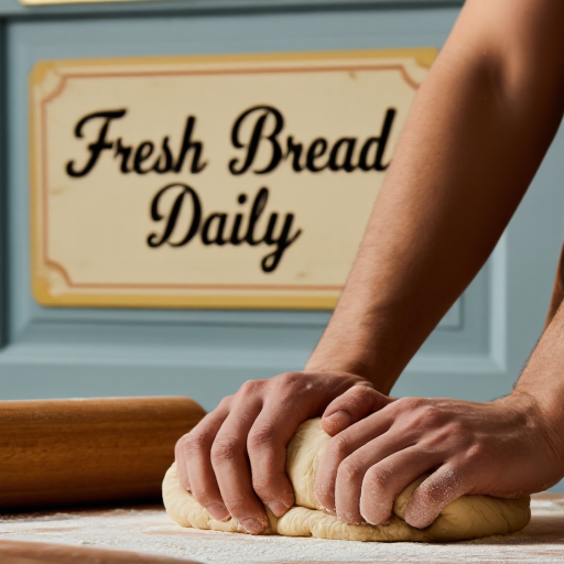 Z-Image, combined bakery-text + kneading-hands prompt