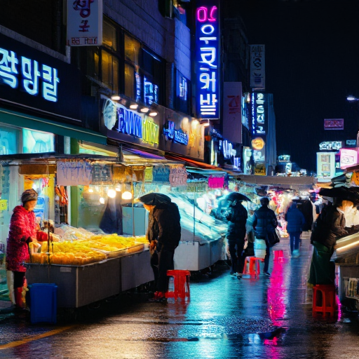Z-Image, Seoul cyberpunk night market prompt