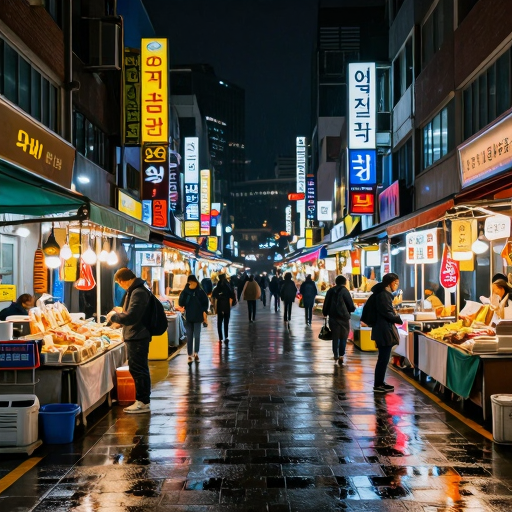 Z-Image Turbo, Seoul cyberpunk night market prompt