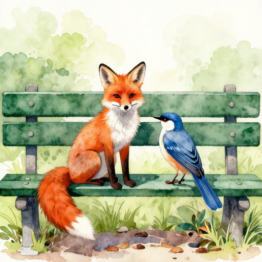 Z-Image Turbo, watercolor fox-and-bird prompt